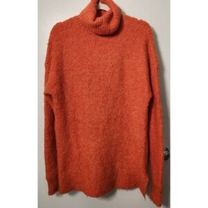 Sweaty Betty Orange Womens L Boucle Turtleneck Size Zip Tunic Sweater Thumbholes